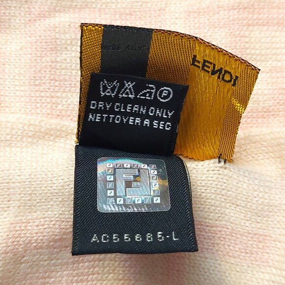 Vintage FENDI Light Pink & Cream Monogram Print Scarf - Picture 8 of 8
